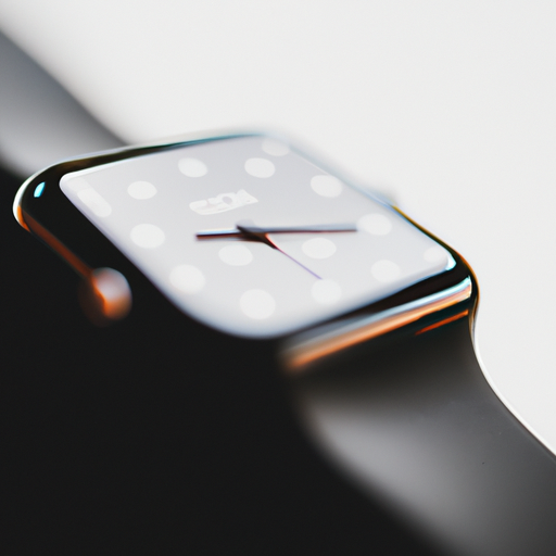 צילום תקריב של העיצוב המלוטש של Apple Watch, המציג את נרתיק הנירוסטה והרצועה הנוחה שלו.