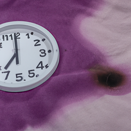 תמונה של פיסת בד מוכתמת, עם שעון המציין את חשיבות הזמן בהסרת כתמים יעילה